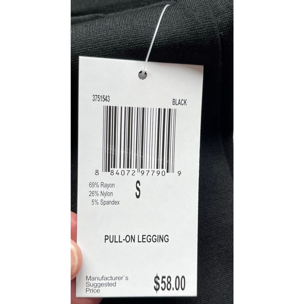 Philosophy Anthropologie High Rise Pull-On Black Leggings Wide Waistband NWT SM - Picture 7 of 9